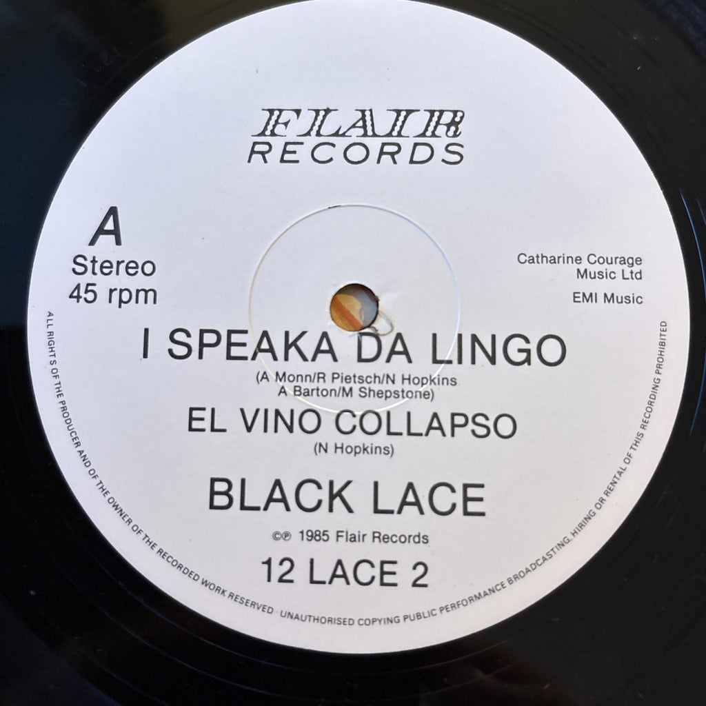 Black Lace I Speak Da Lingo El Vino Collapso 12" 1985 Flair Records