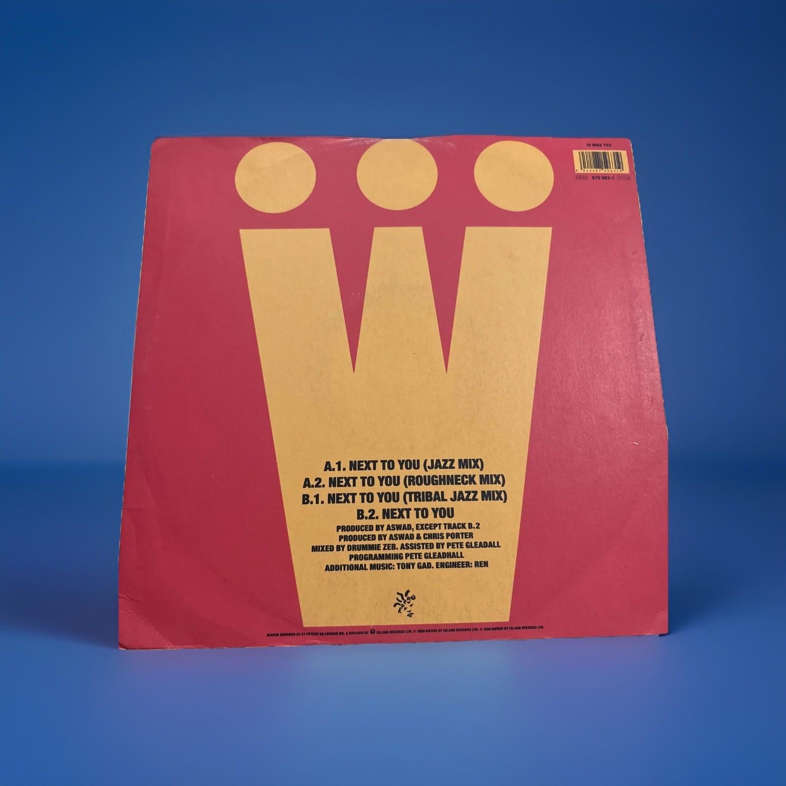 Aswad Next to You 12" Vinyl Record  Tribal Jazz Mix Roughneck Mix & Next To You