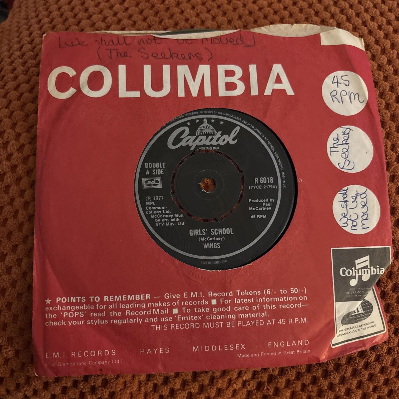 Wings Mull of Kintyre Girls School 7" Vinyl Single 1977 1st Press Paul McCartney