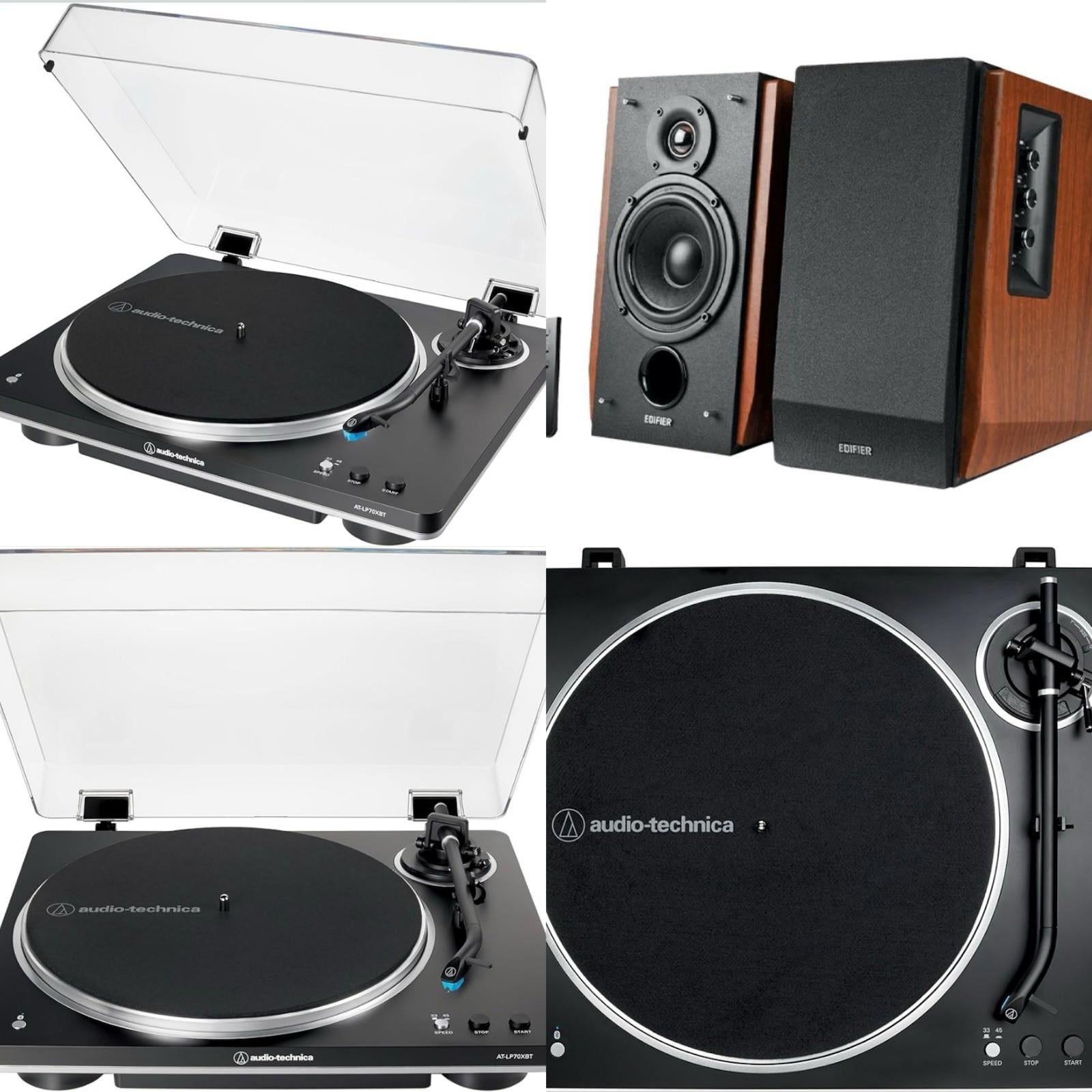 High End Quality Turntable And Speaker System AT-LP70XBT & Edifier R1700BTs