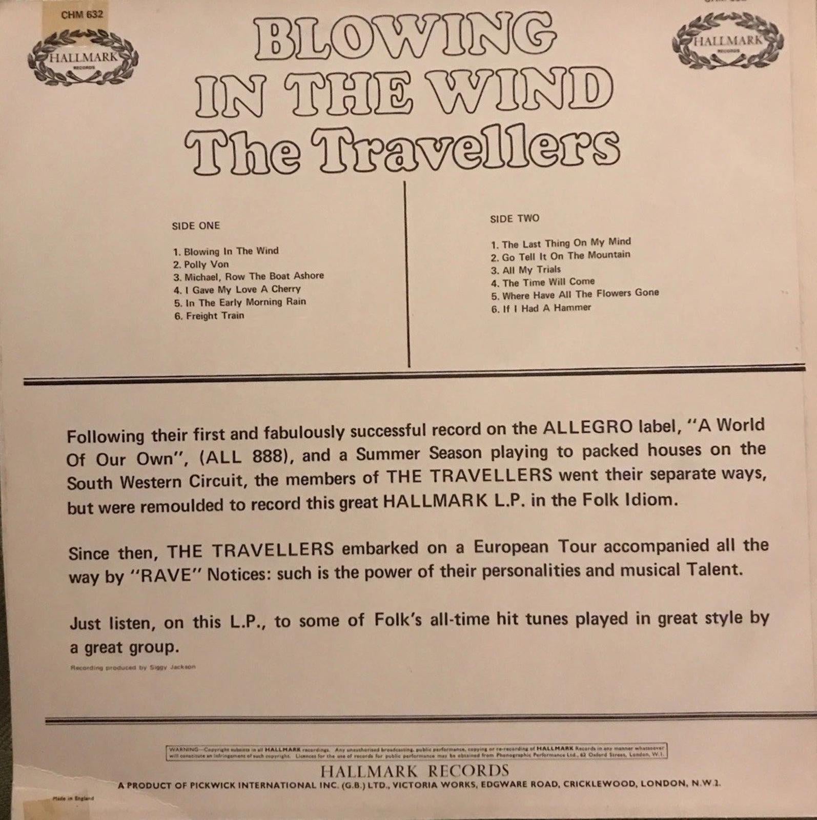 Blowing In The Wind The Travellers Vinyl LP Album Record CHM 632