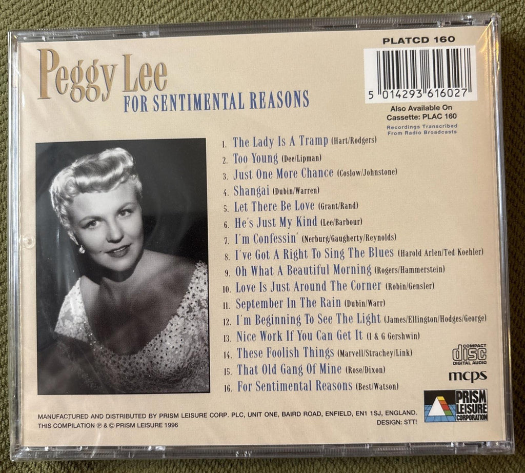 For Sentimental Reasons CD Peggy Lee (2003)