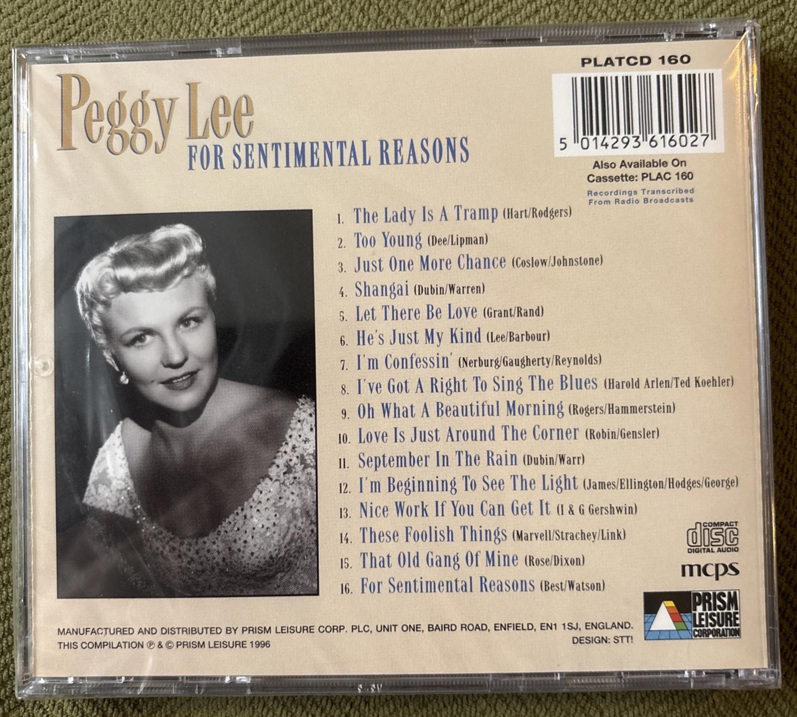 For Sentimental Reasons CD Peggy Lee (2003)