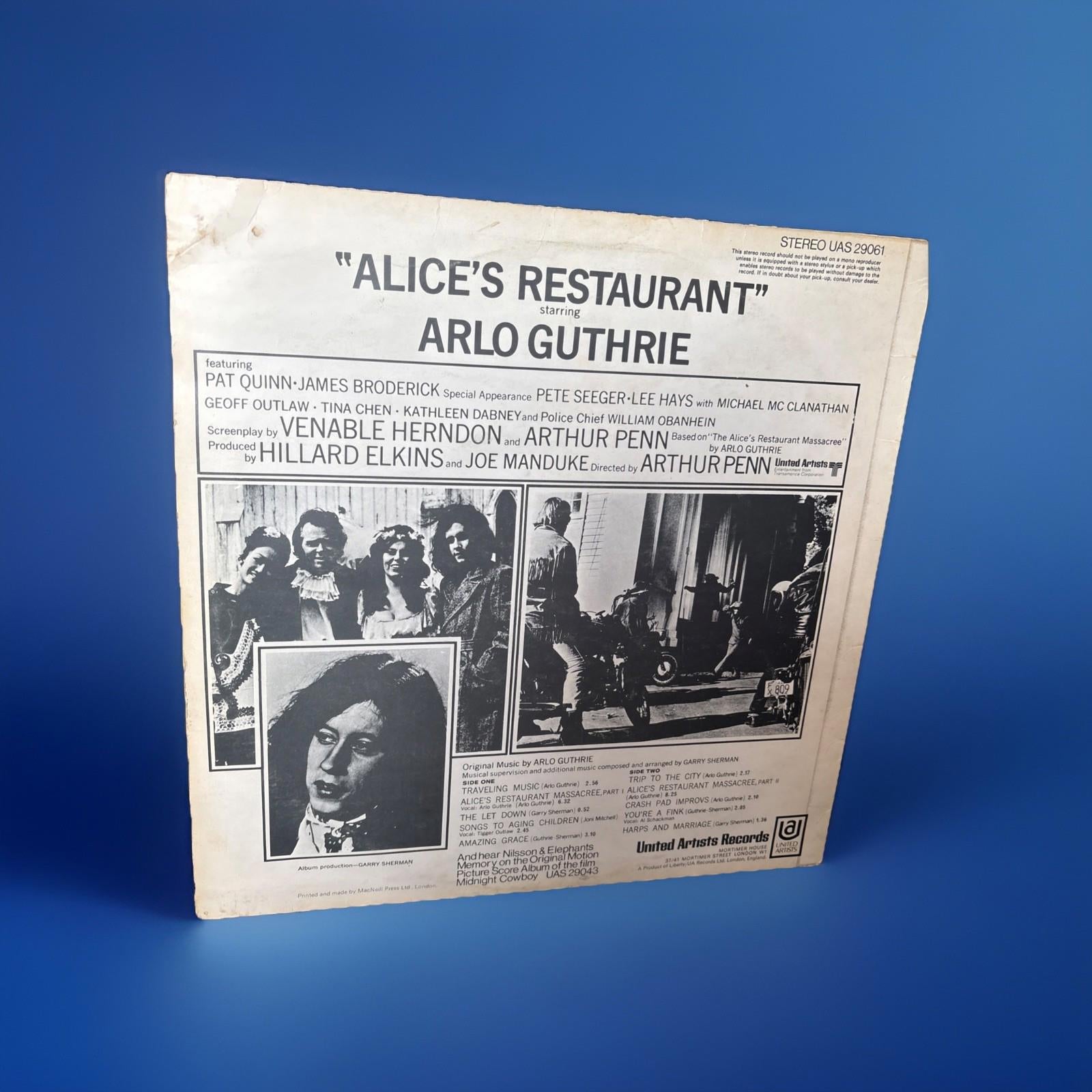 Alices Restaurant Original Motion Picture Score Arlo Guthrie Vinyl LP Uas 29061