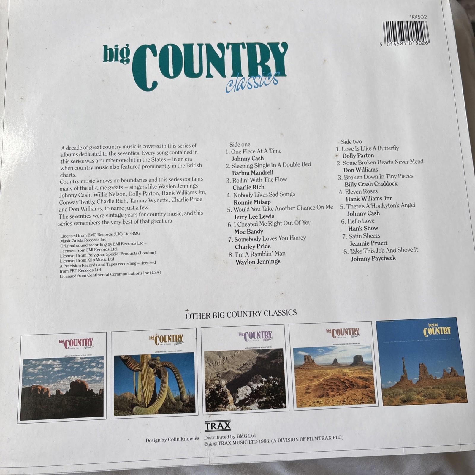 Big Country Classics Volume One 12 Vinyl LP TRX502 1988 EX/EX
