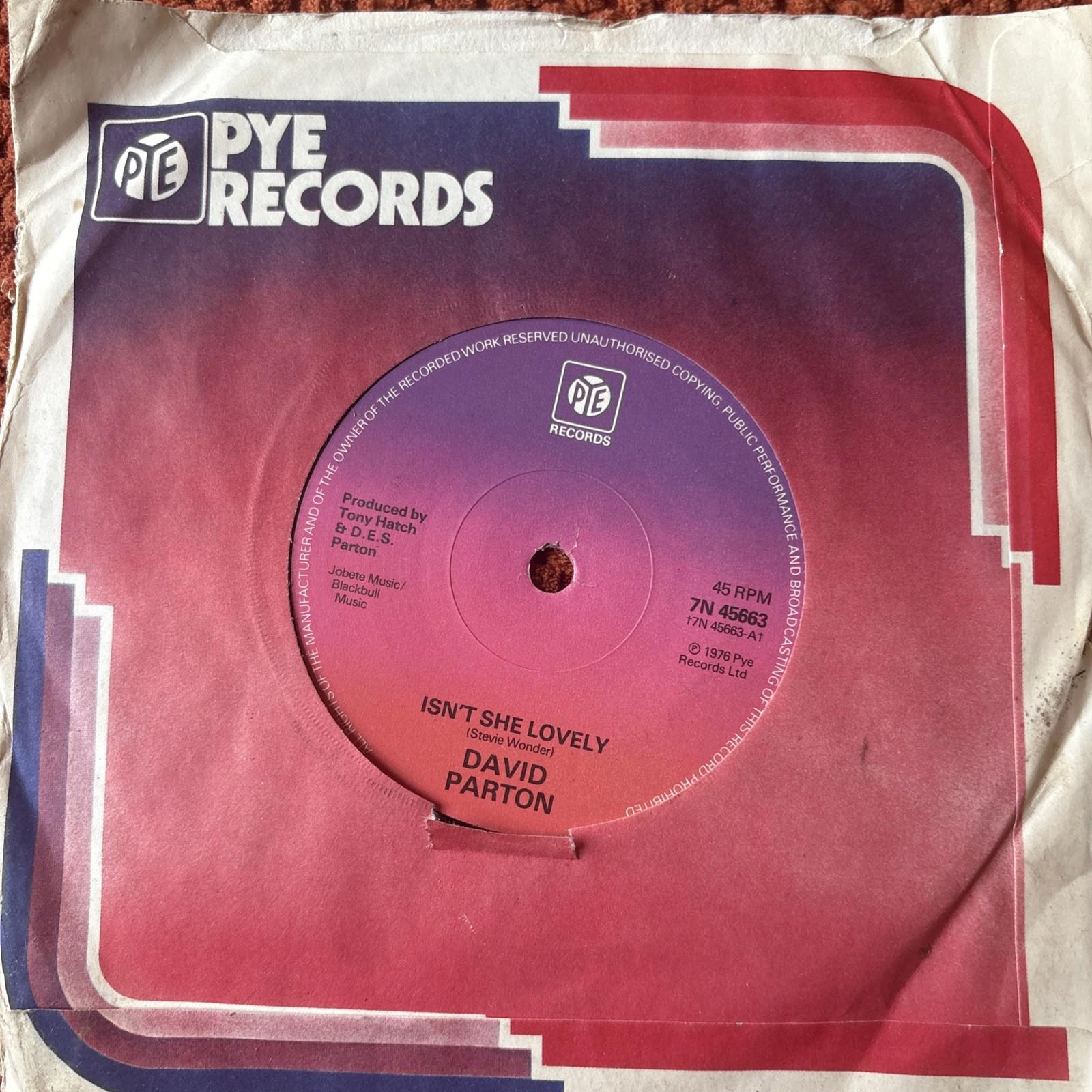 David Parton 7” Vinyl Single Isn't She Lovely Soul/Funk, UK (stevie Wonder)