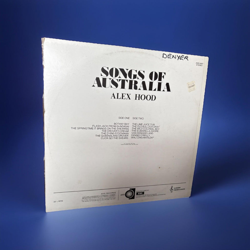 Alex Hood – Songs Of Australia Vinyl LP 70’s EMI/Axis Australia – Axis 6007