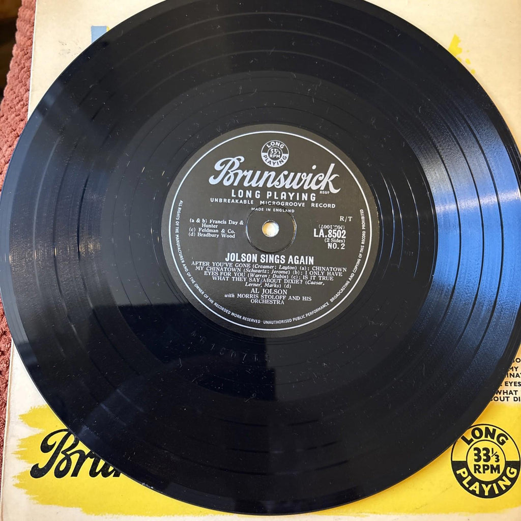 AL JOLSON - 10" LP Record - Jolson Sings Again Vinyl Album 33rpm - EX/EX