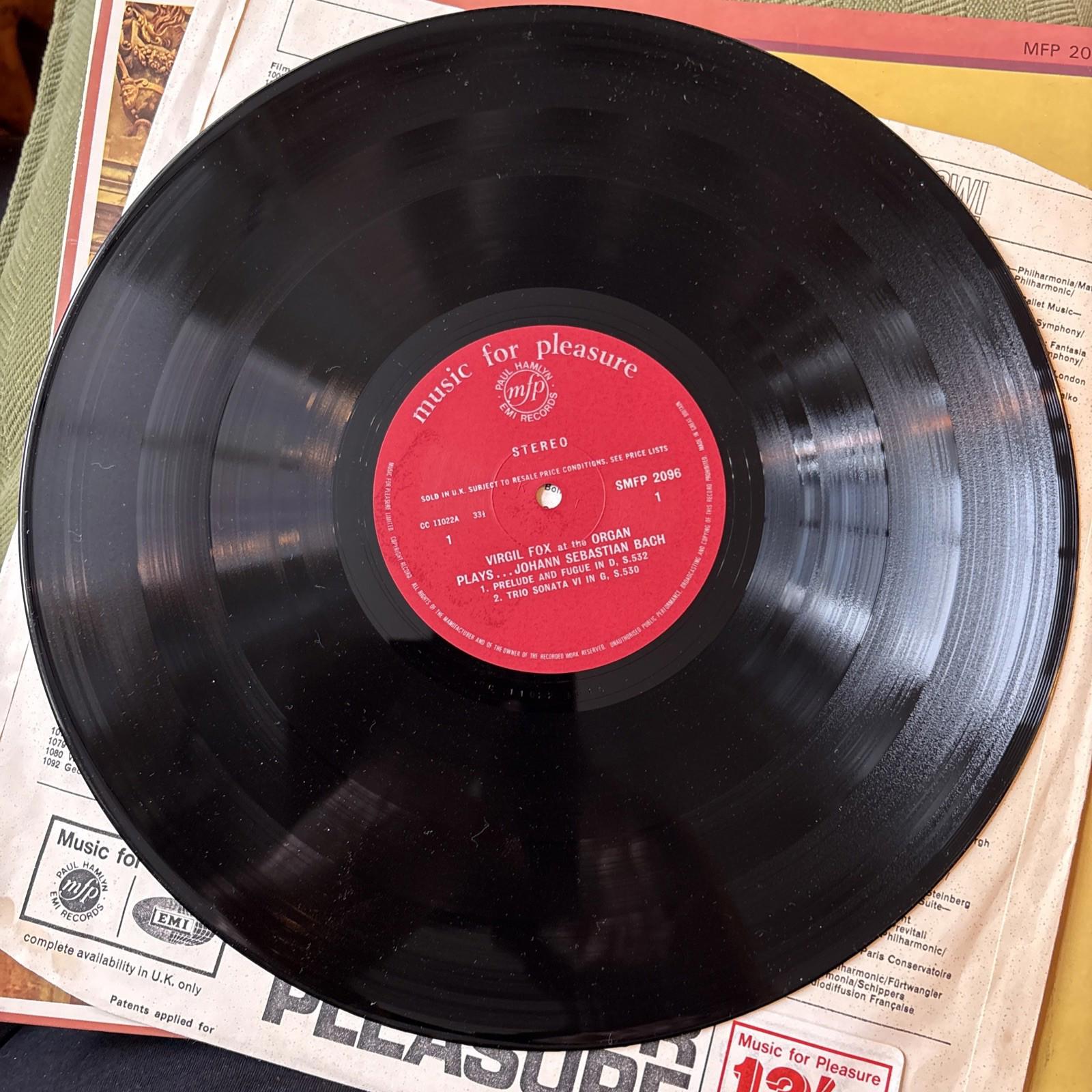 Bach Organ Works Virgil Fox Columbia Records Vinyl LP Classical Stereo VG+