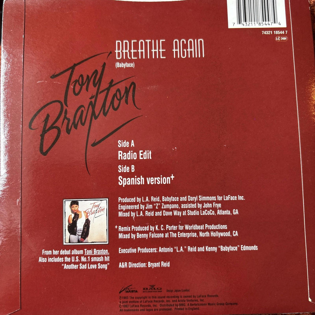 Toni Braxton - Breathe Again. 7inch Vinyl Record