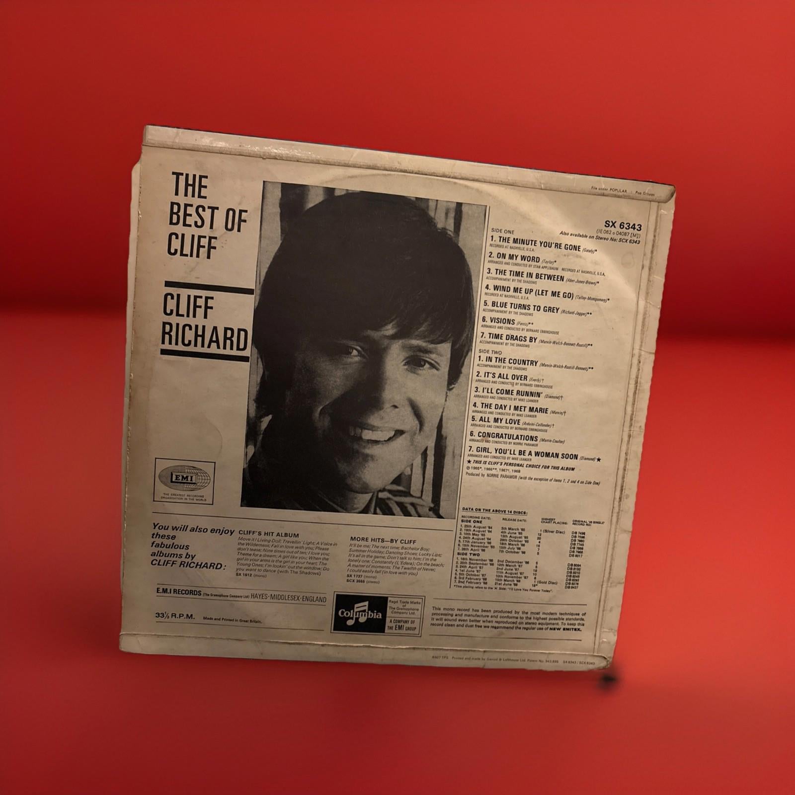 Cliff Richard - The Best Of Cliff 12” LP Vinyl 1965 excellent condition album