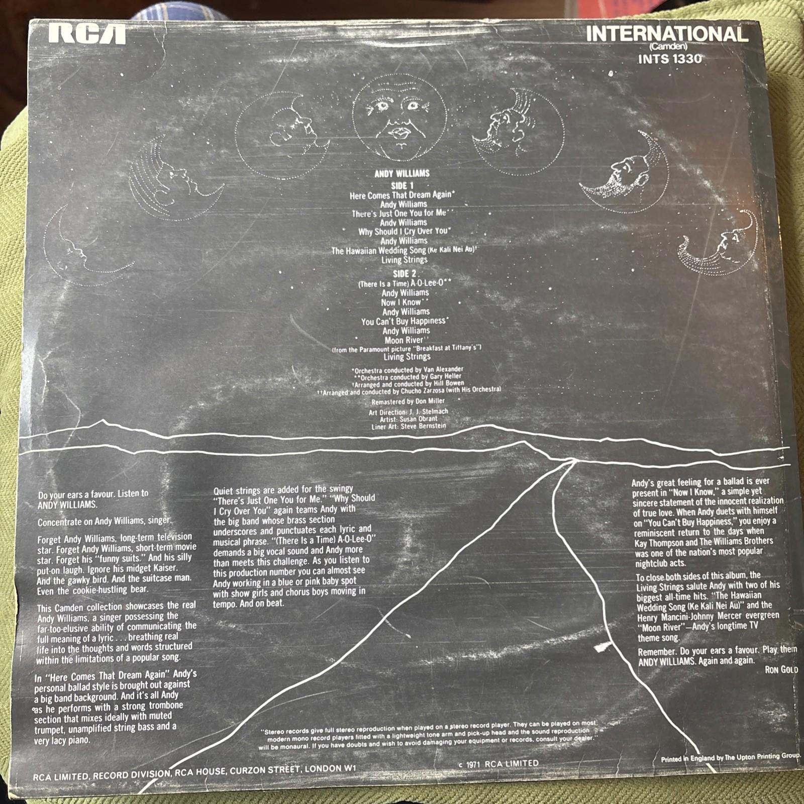 Andy Williams International LP Album Vinyl Record Acrs 5534 1972