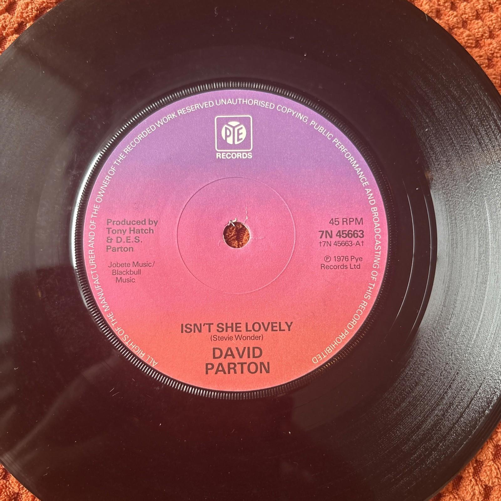 David Parton 7” Vinyl Single Isn't She Lovely Soul/Funk, UK (stevie Wonder)
