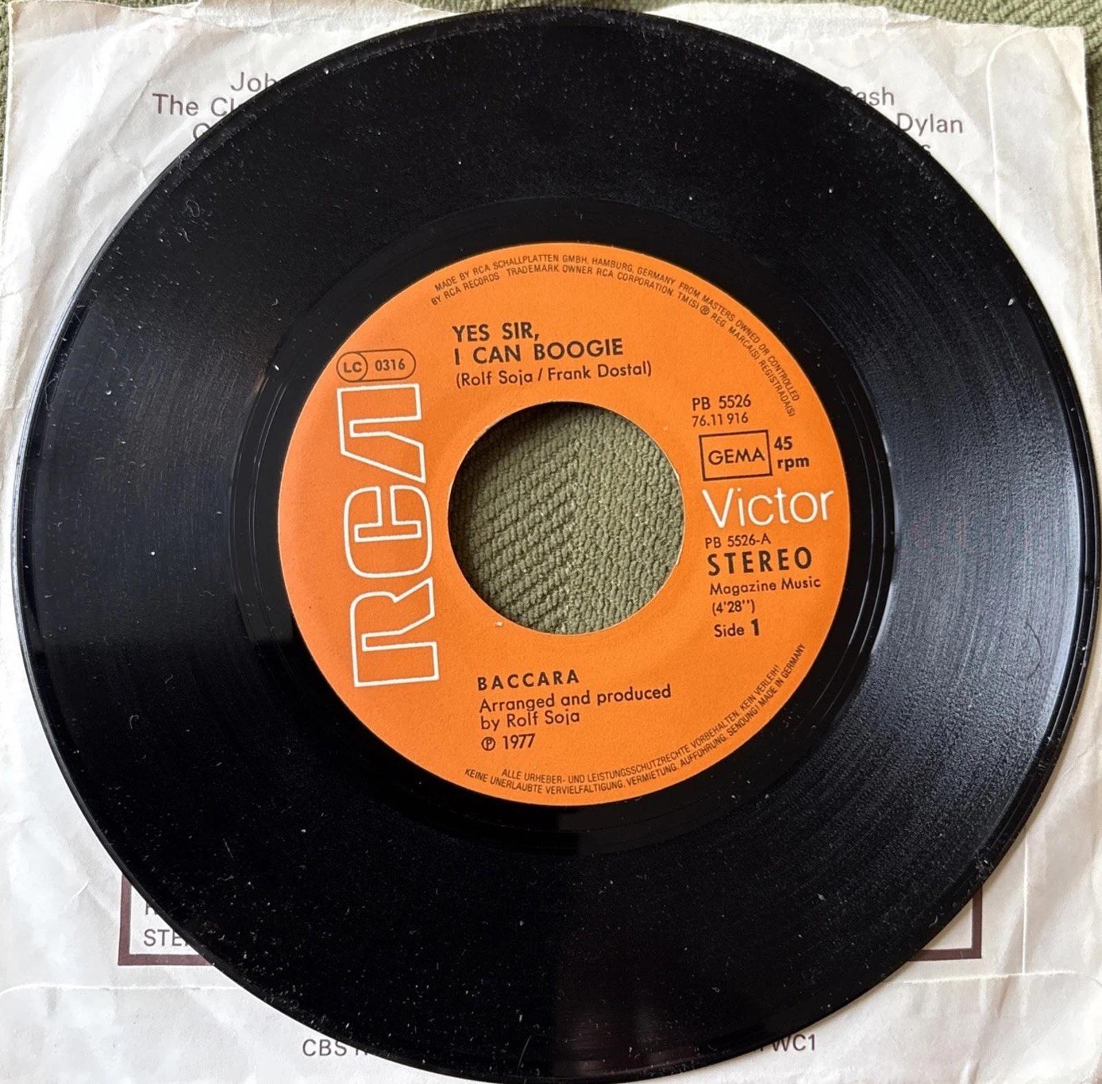 Baccara - Yes Sir, I Can Boogie - German 7" vinyl record - 1977 Euro pop Disco