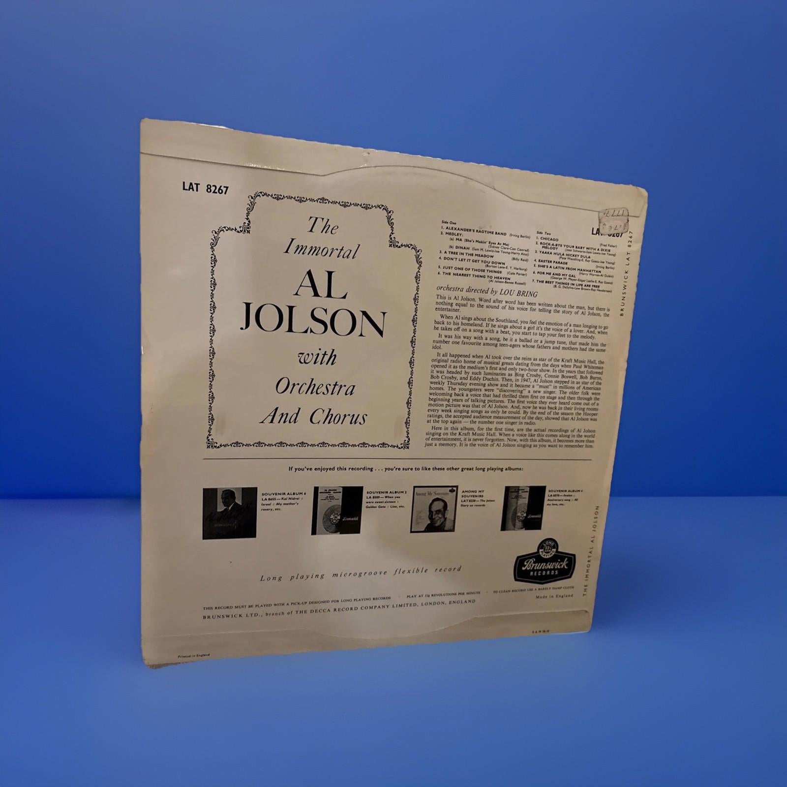 Al Jolson The Immortal 12 inch Vinyl Lp Record Album Compilation