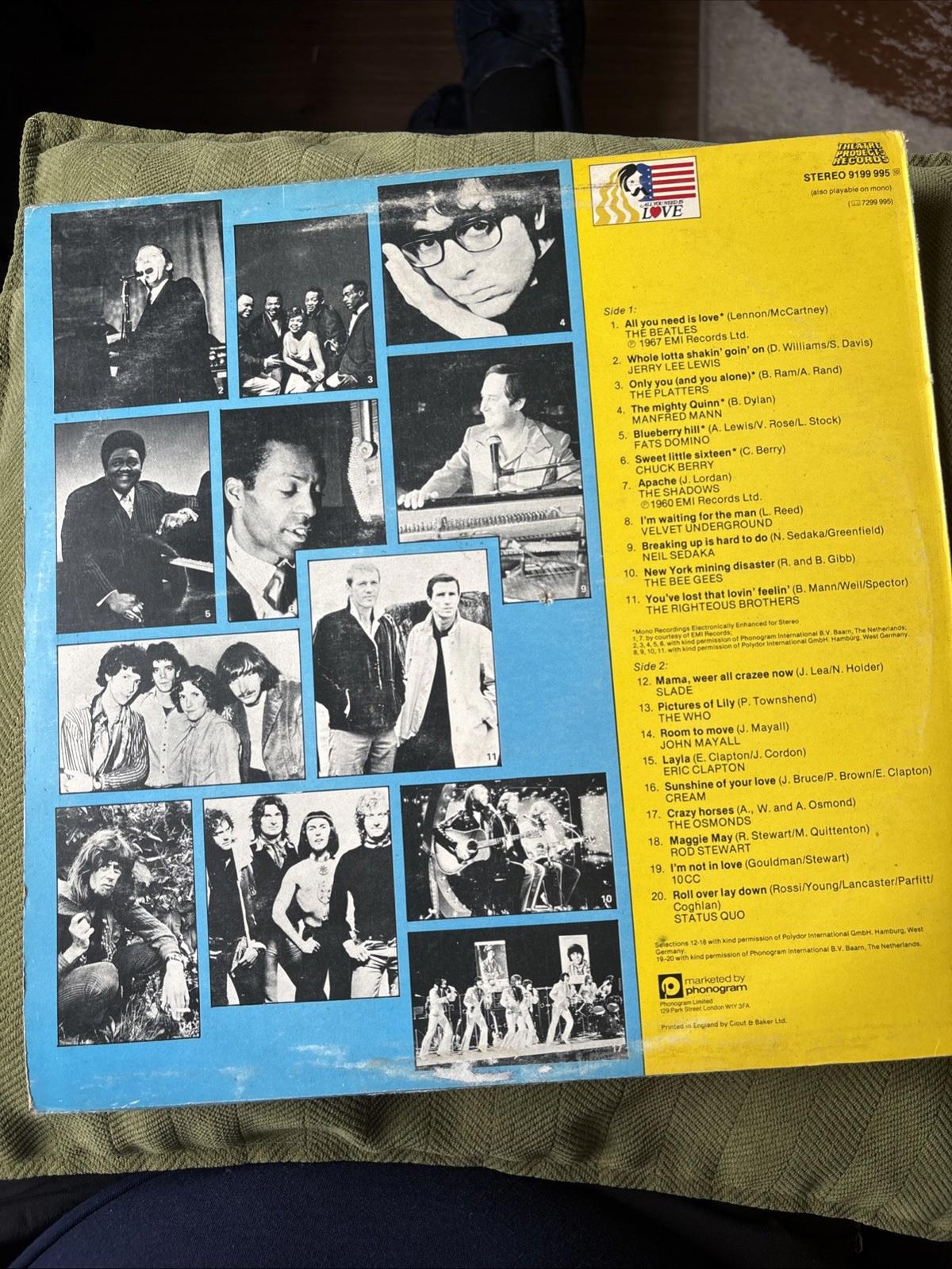 All You Need Is Love -  Theatre Projects Records ‎– Compilation Vinyl LP