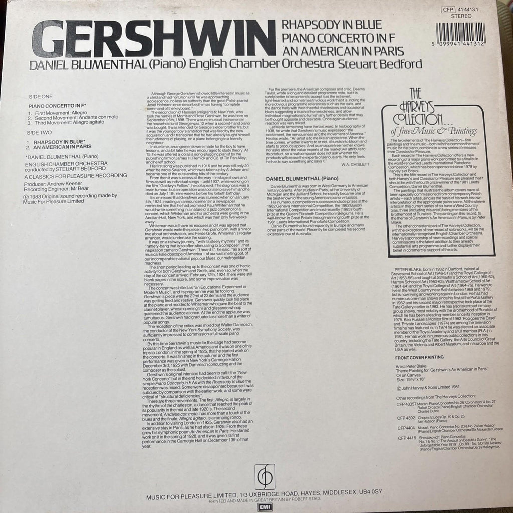 12” Vinyl LP Record - George Gershwin Rhapsody In Blue Piano Concerto An America