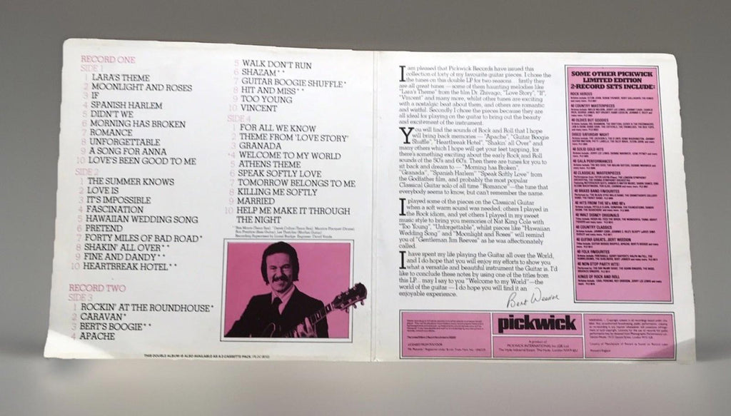 40 Guitar Greats by Bert Weedon from Pickwick Records PLD 8012 Double LP Vinyl