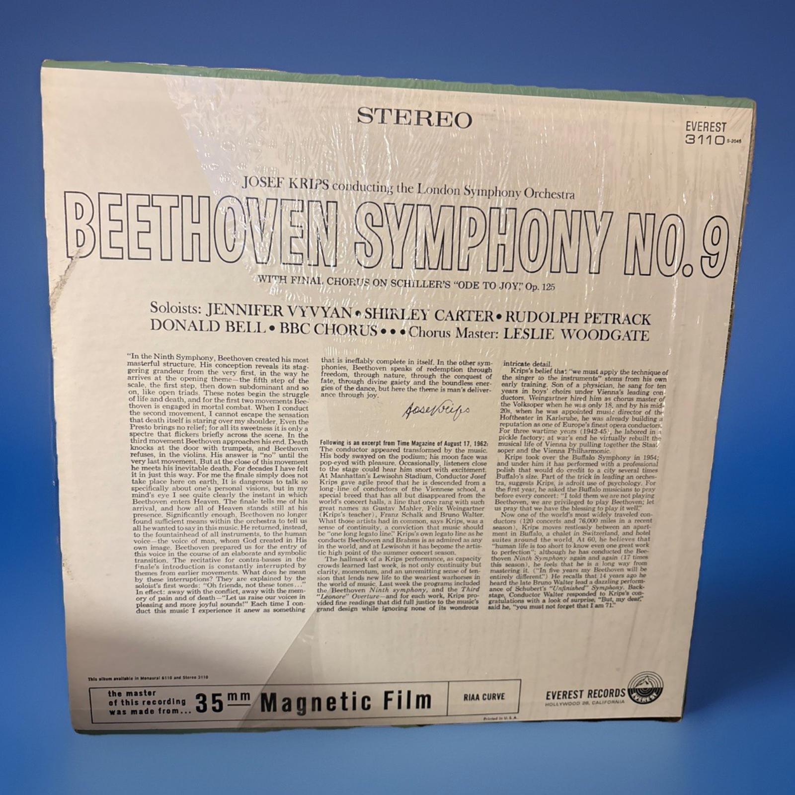SDBR 3110 Josef Krips Beethoven Symphony no. 9 Everest Philippines Stereo NM/EX