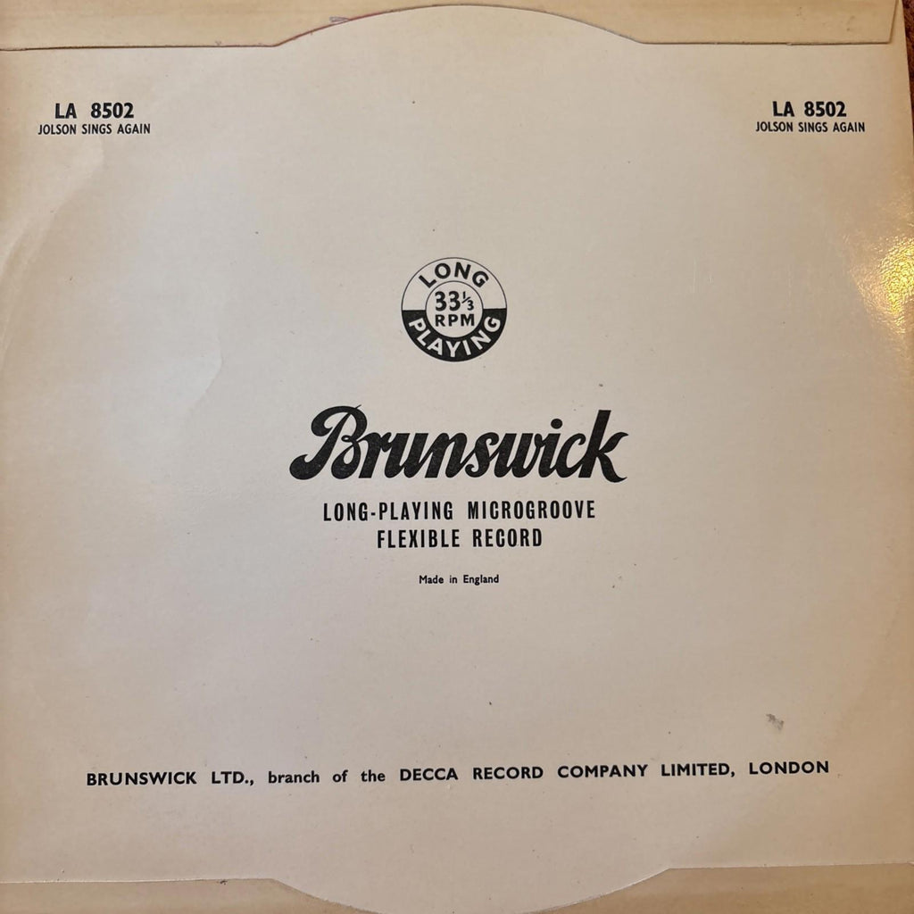 AL JOLSON - 10" LP Record - Jolson Sings Again Vinyl Album 33rpm - EX/EX