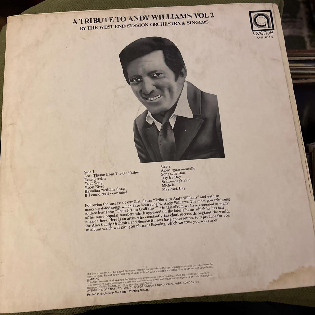 A Tribute to Andy Williams Vol 2 Vinyl LP Album Record UK AVE.0113