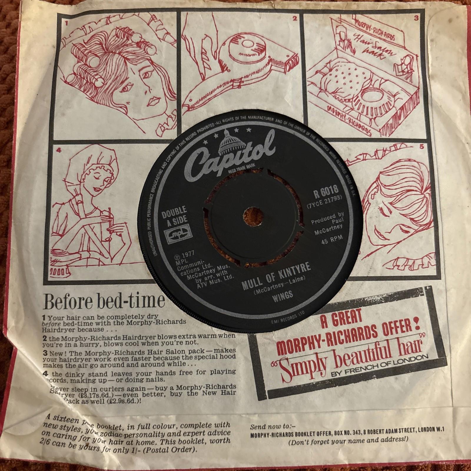 Wings Mull of Kintyre Girls School 7" Vinyl Single 1977 1st Press Paul McCartney