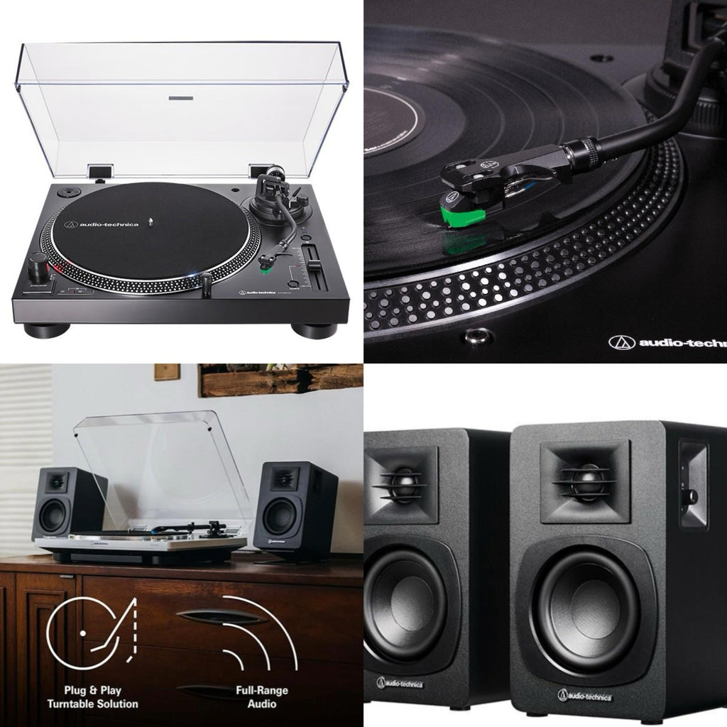 Pro At-120XBT USB Turntable & AT-SP3X Pro Powered Speakers Excellent Sound