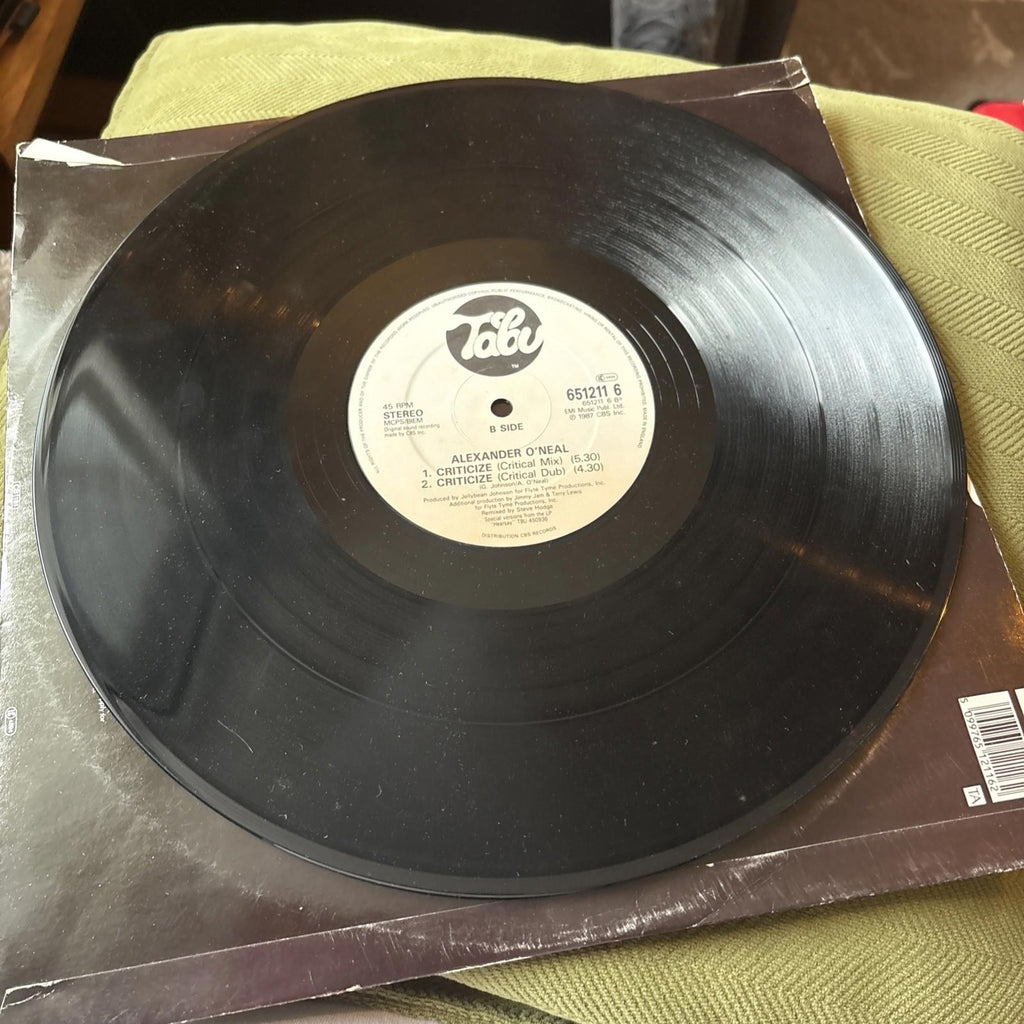Alexander O'Neal Criticize 12 Inch Vinyl Single Record Club Mix Remix 1987 A1 B1