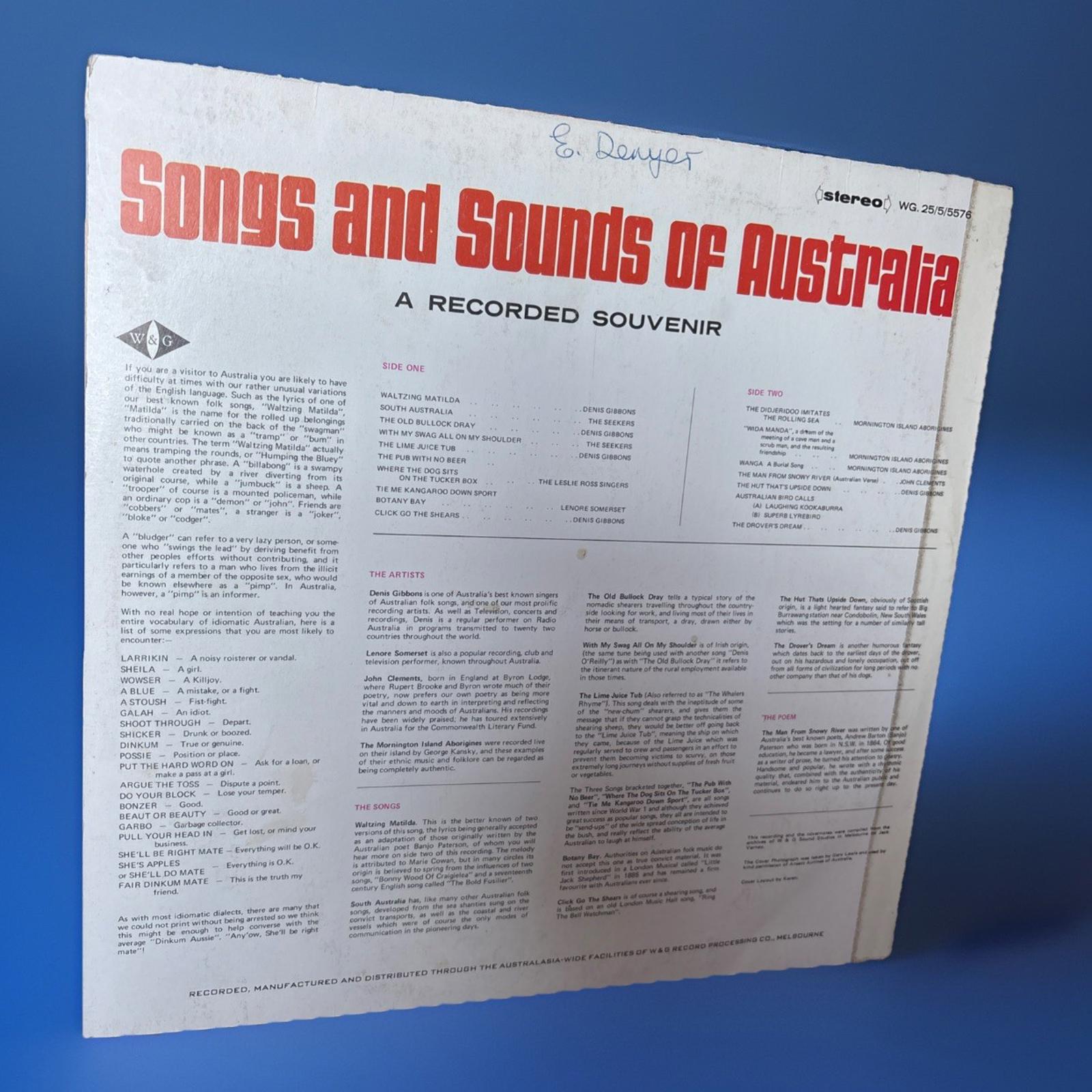 Various Songs And Sounds Of Australia A Recorded Souvenir Lp Vinyl Record Album