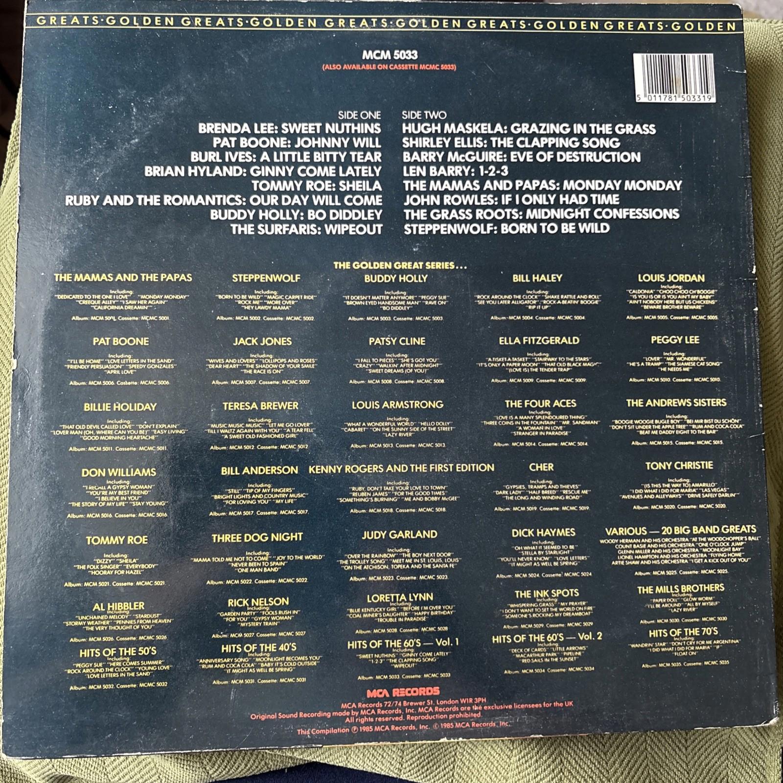 60’s Compilation Album Lp Golden Hits of the 60's Volume One-Original Recordings