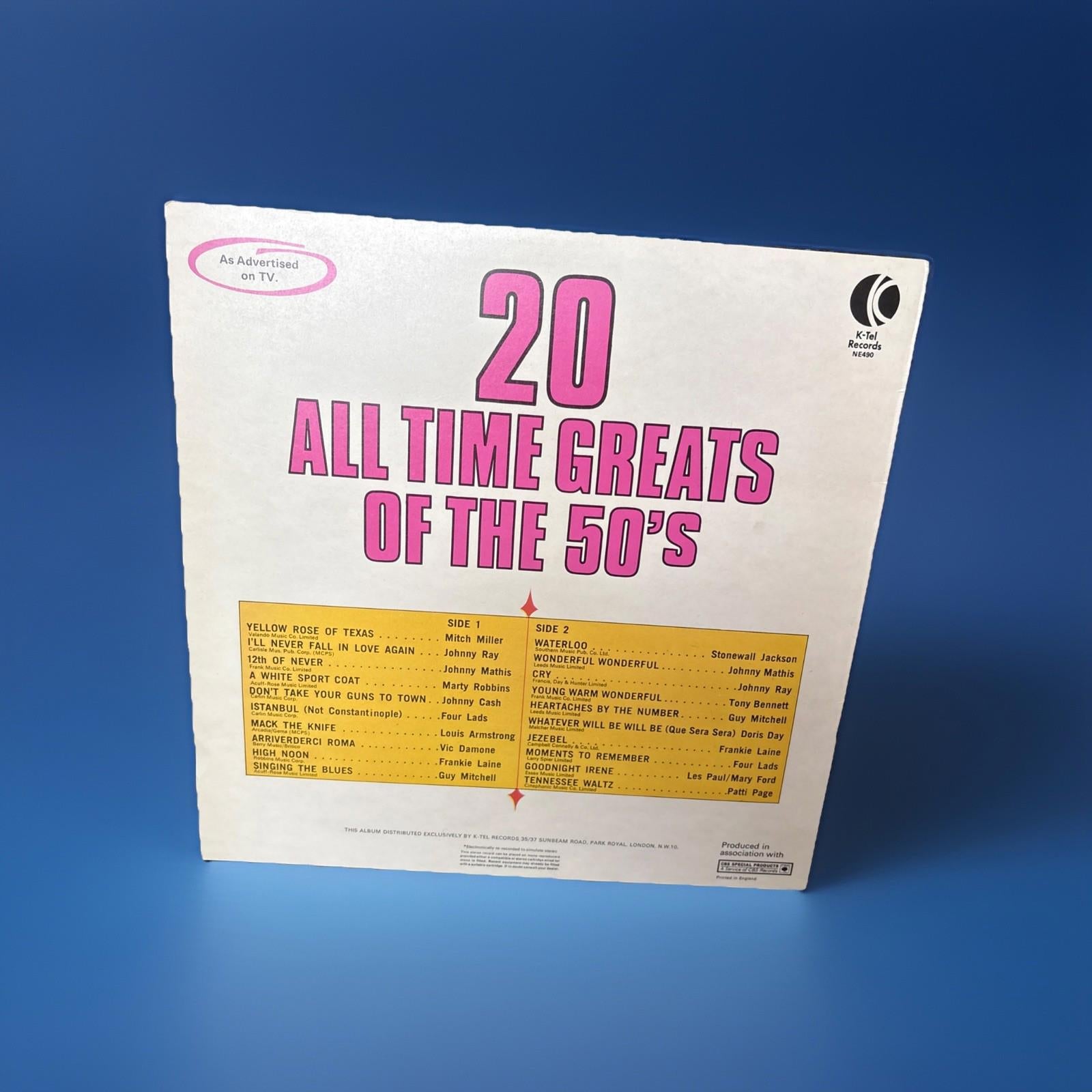 20 All Time Greats of the 50's 1972 Vinyl LP Record Vinyl Album Excellent