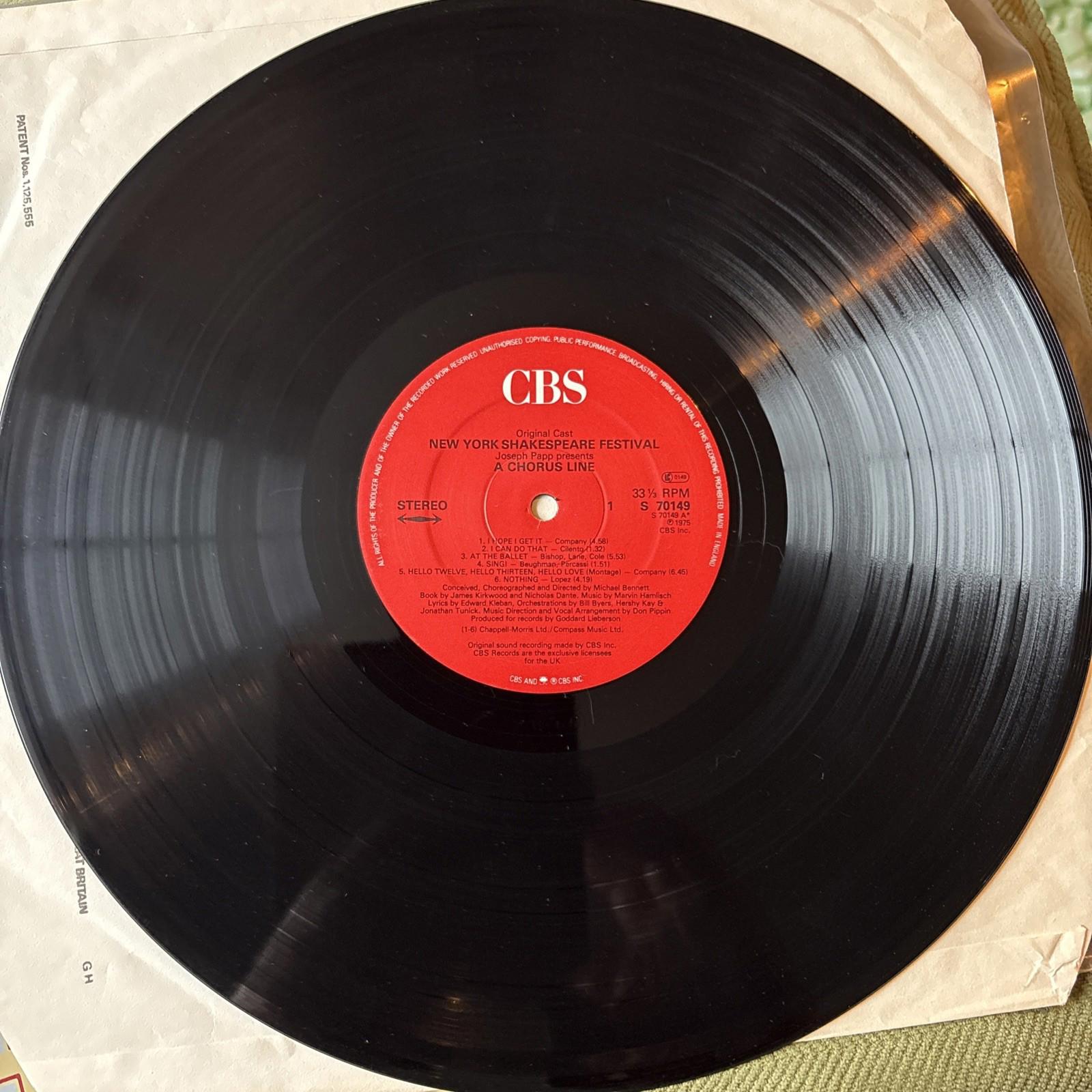 A Chorus Line-Original 1975 Cast Soundtrack 12" LP Album Record, Vinyl Is In NM