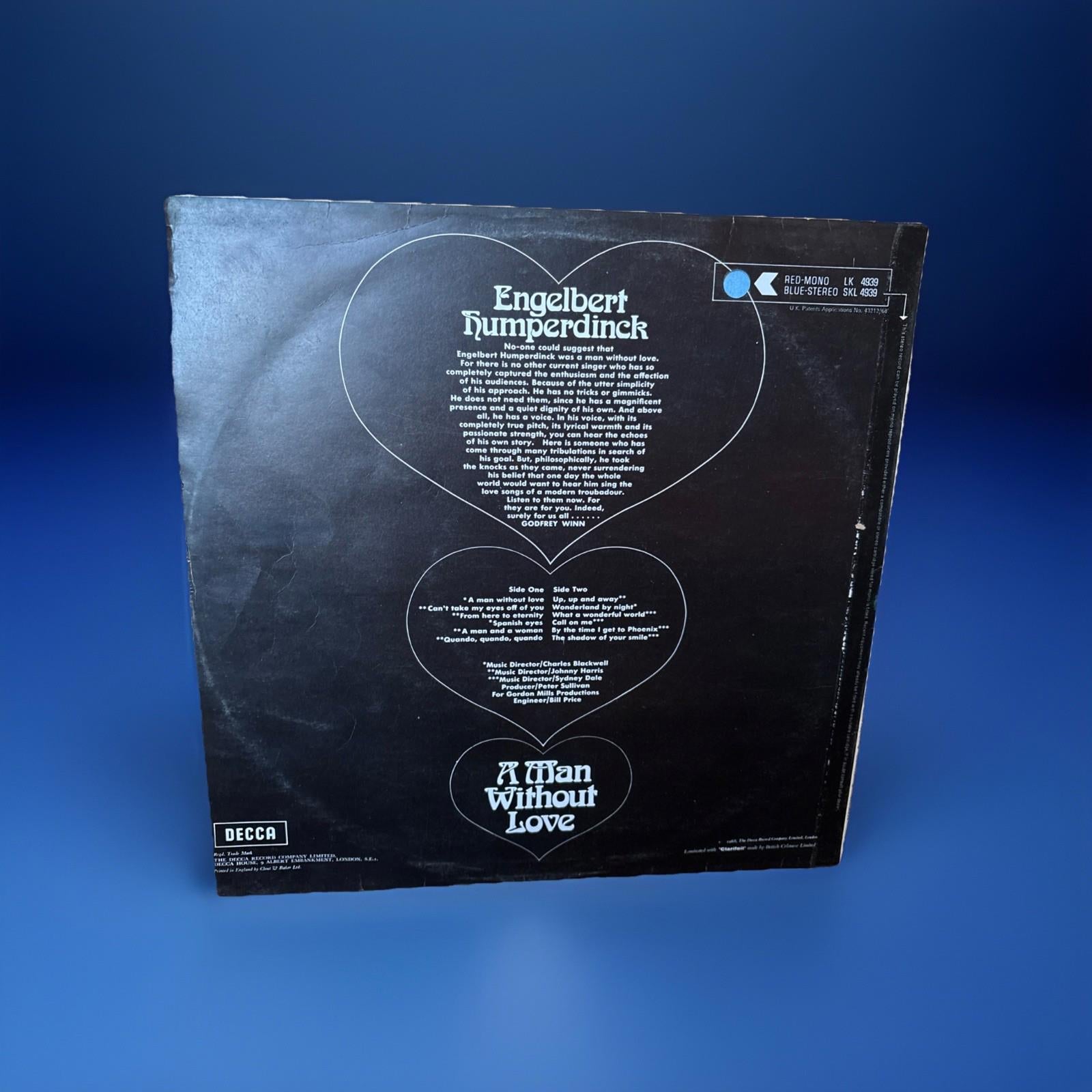 Engelbert Humperdinck a man without love Original 1968 Decca Stereo Vinyl Lp