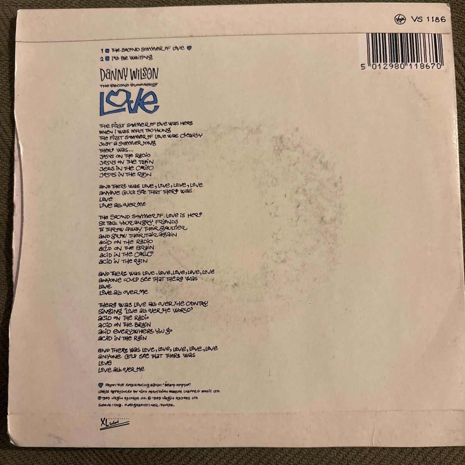 danny wilson the second summer of love 7" vinyl record very good condition