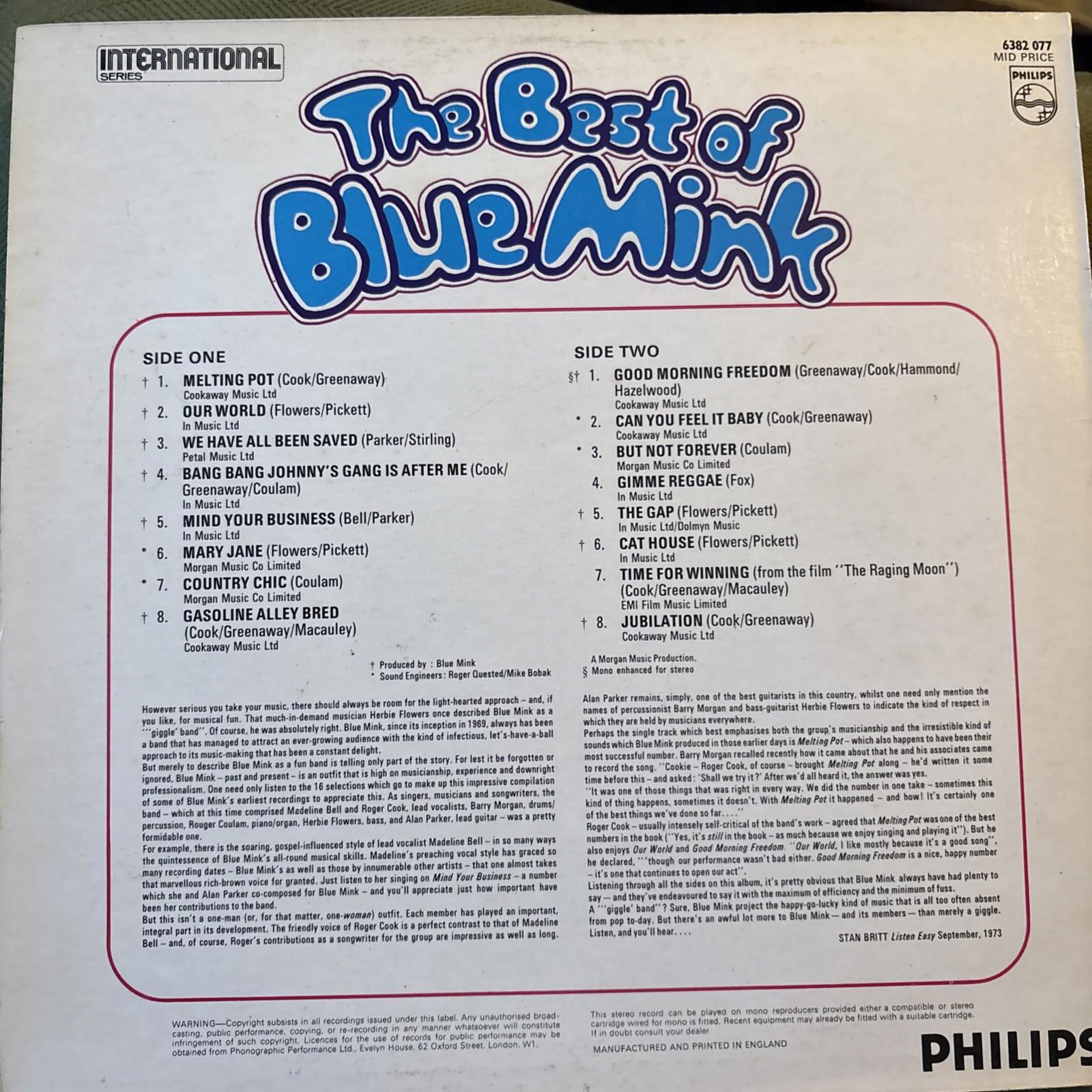 Blue Mink - The Best of Blue Mink - Philips - 6382077 - UK - 1973 - EX - VG+