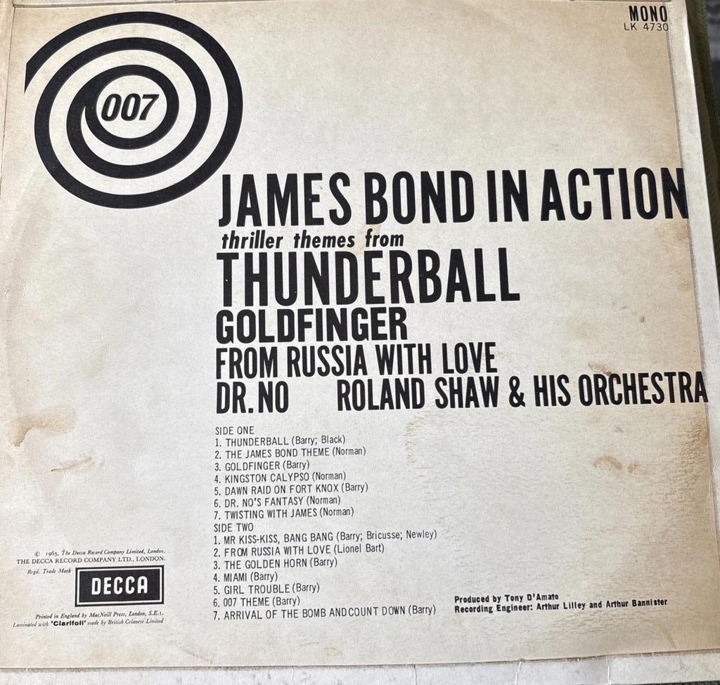 007 James Bond In Action Thriller Themes From Bond Movies 1965 Vinyl Lp Record