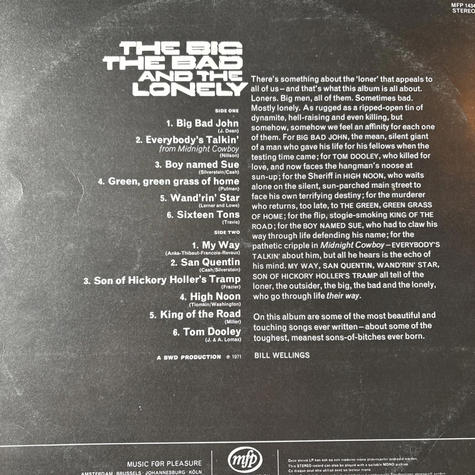 Bill Wellings - The Big The Bad & The Lonely - 1971 Vinyl LP - MFP 1434 - EX