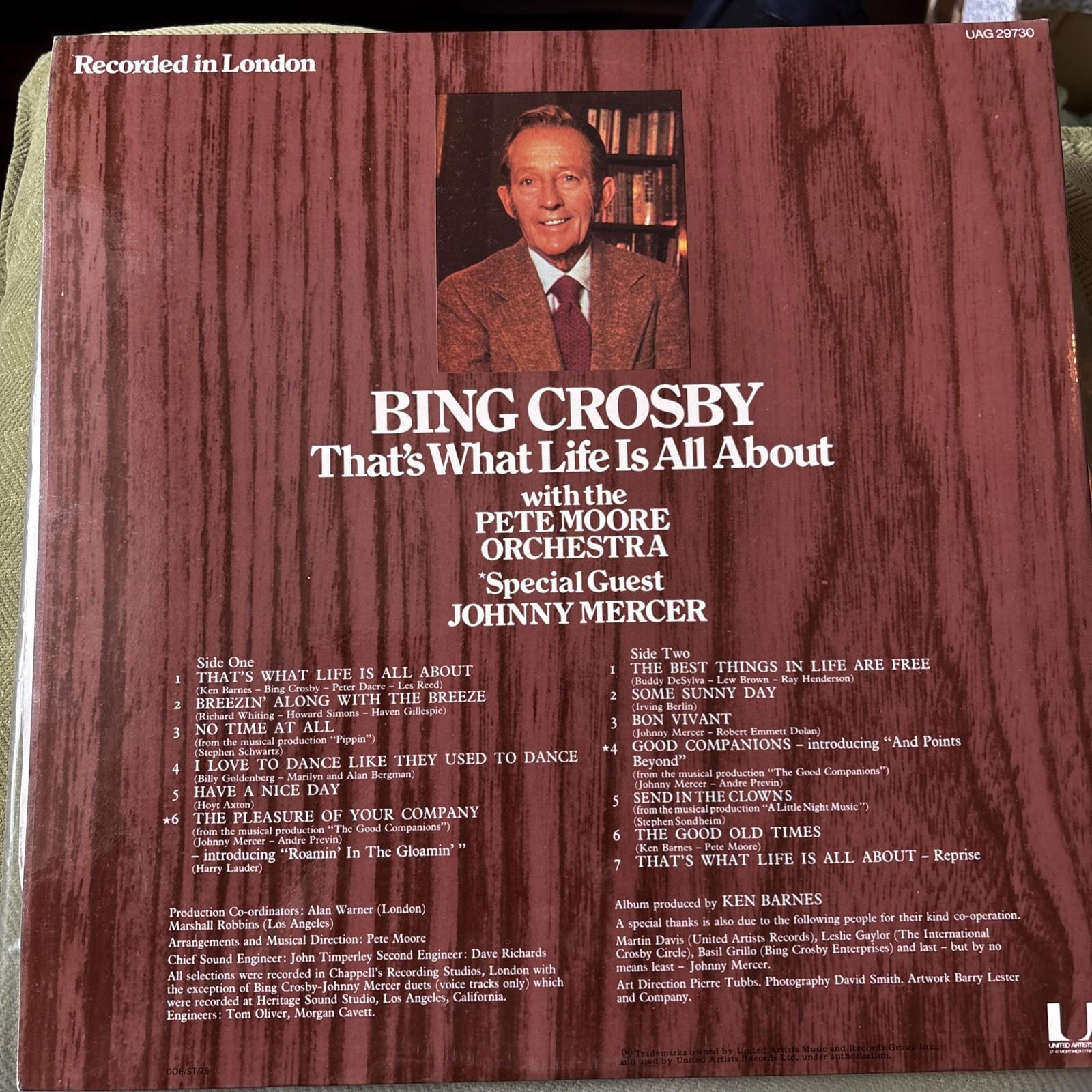 Bing Crosby. That’s What Life Is All About. 12 Inch Vinyl LP UAG 29730