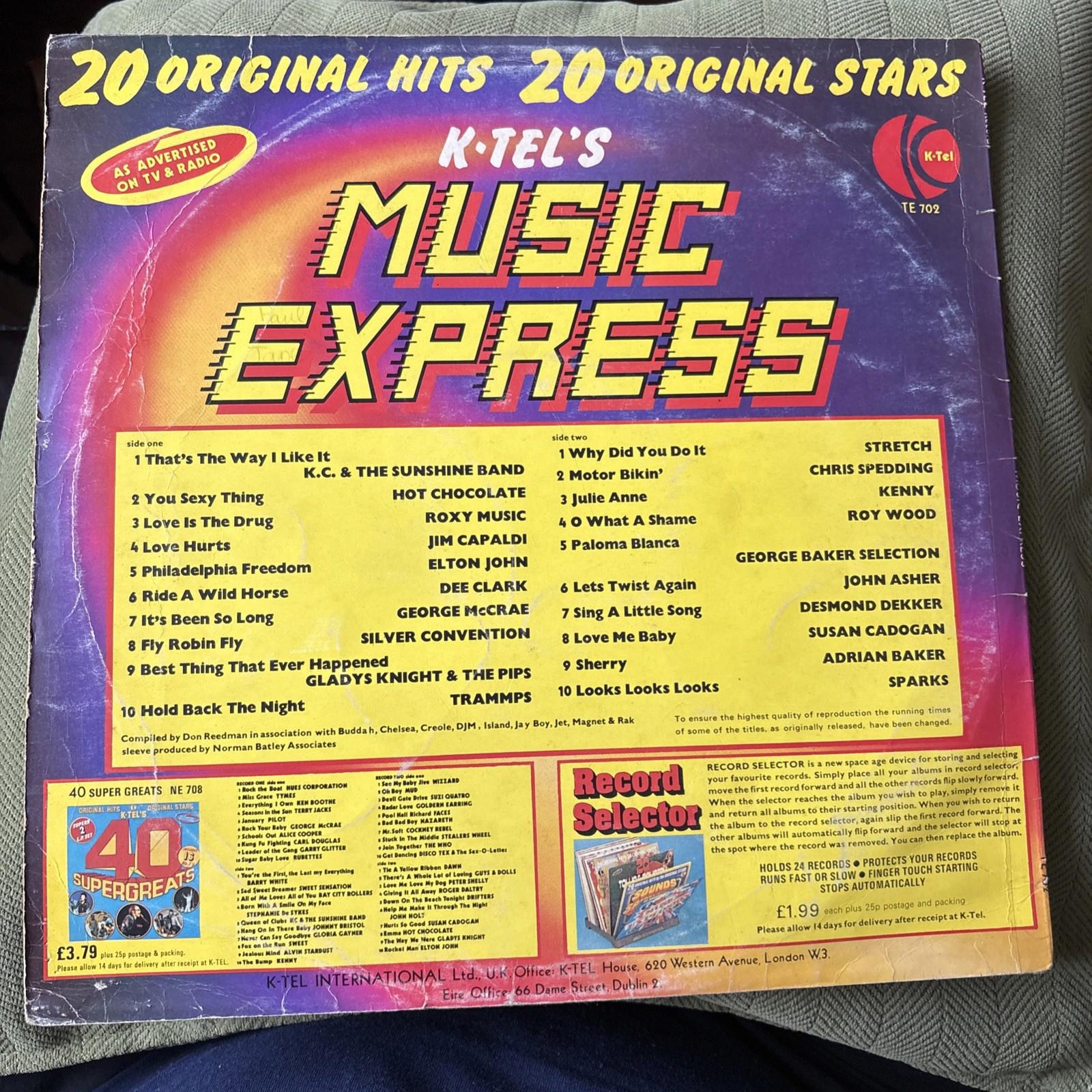 70’s Compilation Albums Hits  - K-Tel's Music Express - 20 hits by K-Tel