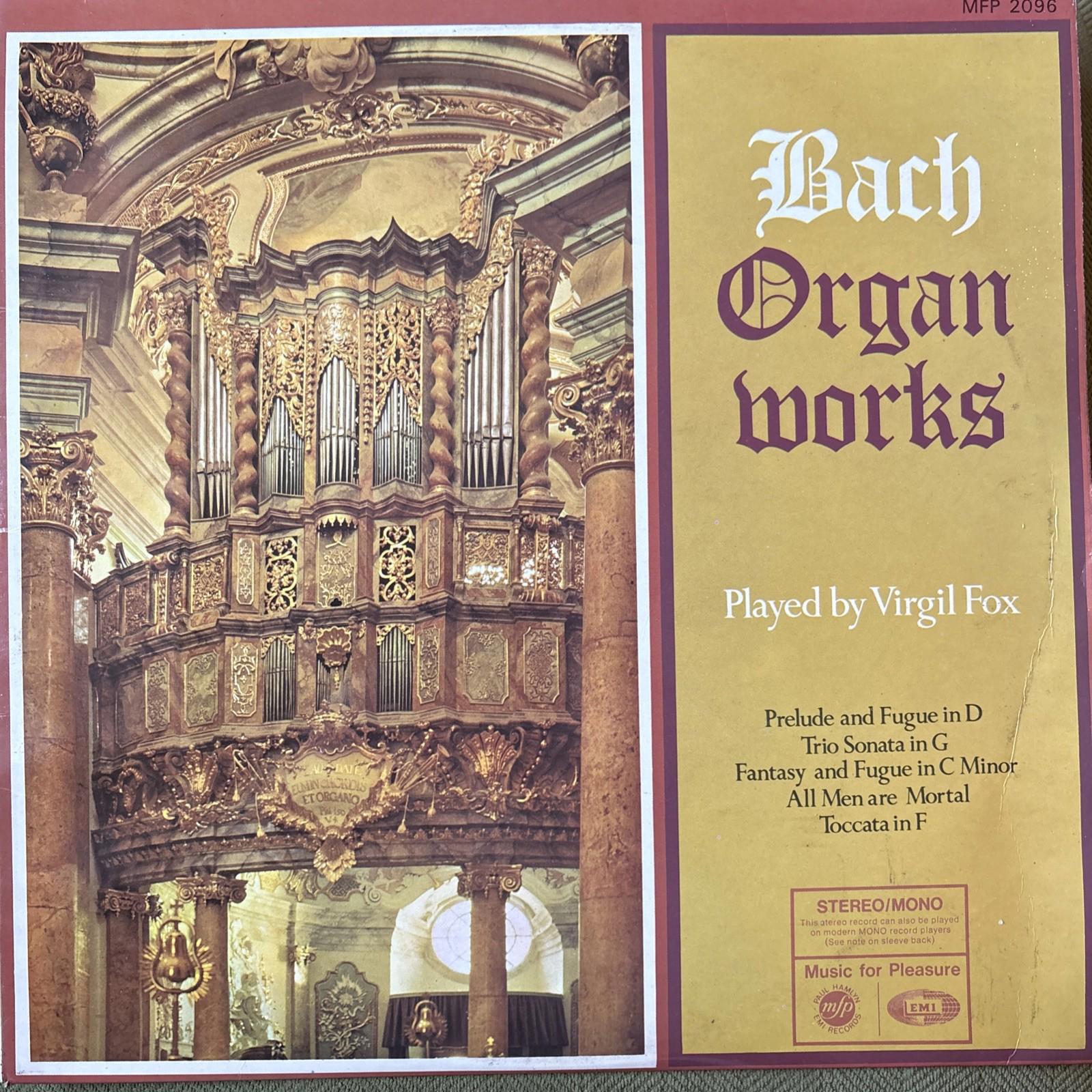 Bach Organ Works Virgil Fox Columbia Records Vinyl LP Classical Stereo VG+