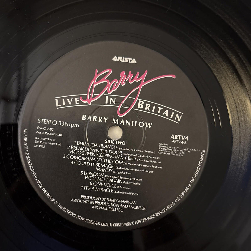 Barry Manilow - Barry Live in Britain - Vinyl LP Record 1982 (ARTV 4)