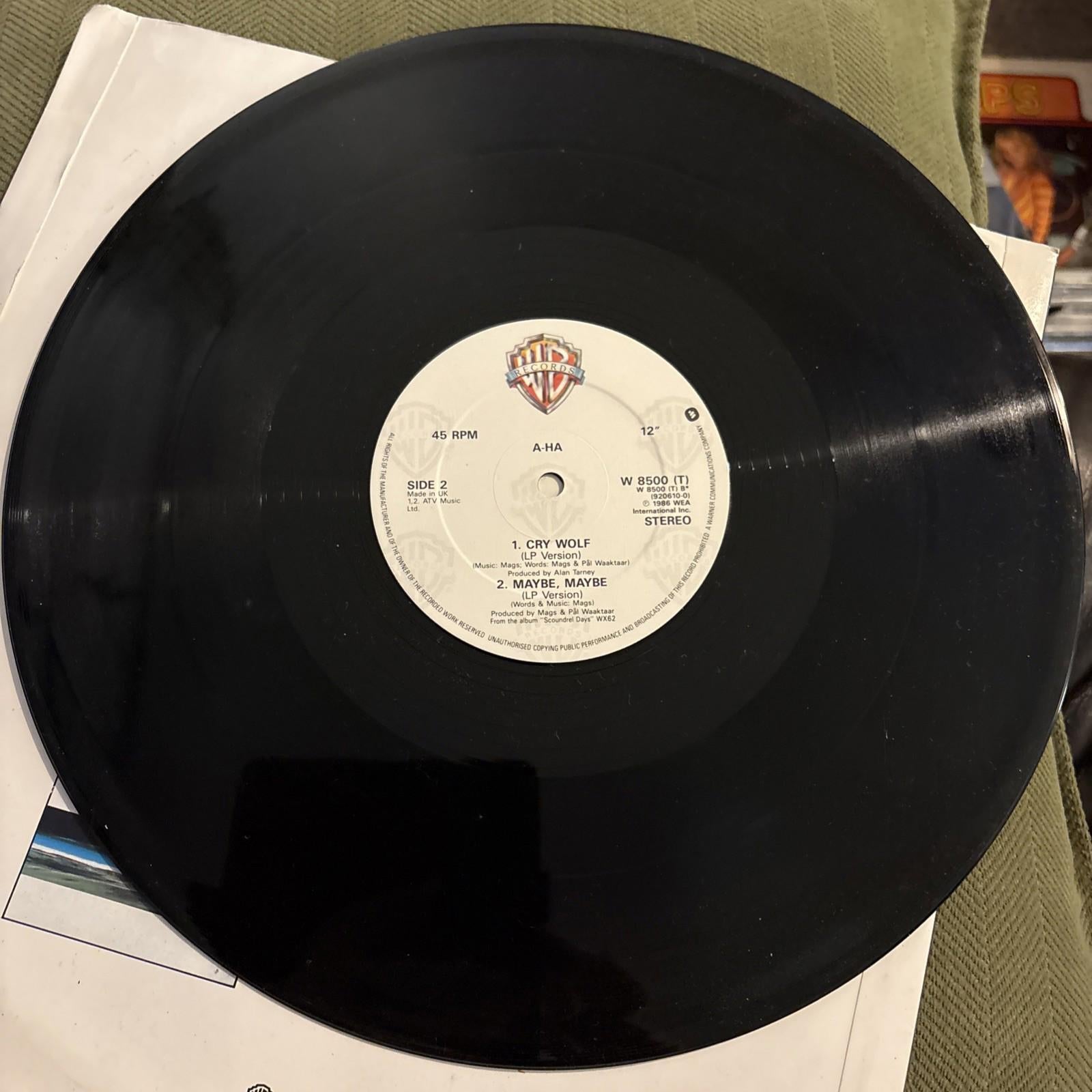 A-HA Cry Wolf 12” Extended Single First Press 1986 Vinyl