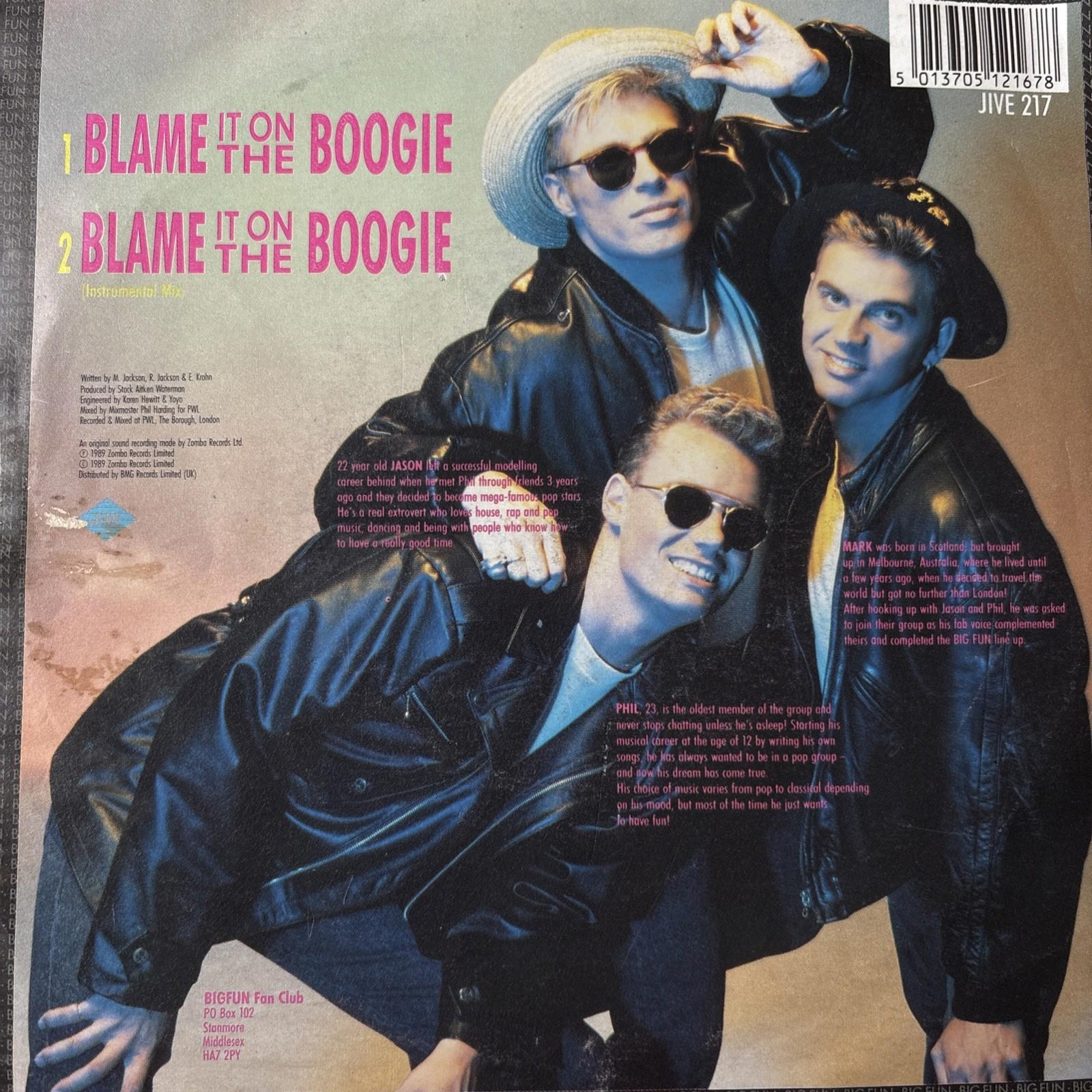 Big Fun- Blame It On The Boogie (2 versions)- Jive Records - 7” 1989